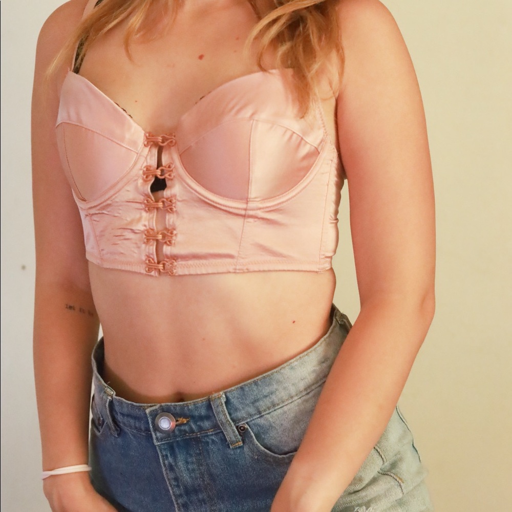 Pink silk crop top